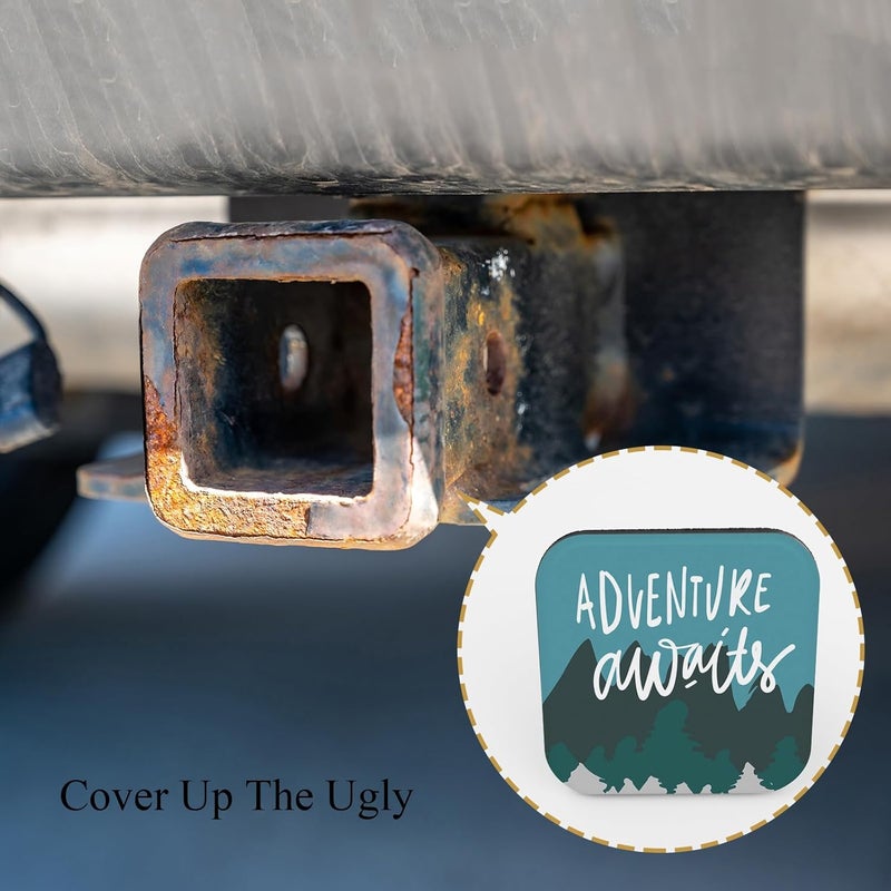 Tnomchey Adventure Awaits 2 Inch Hitch Cover Green Tree Mountain Nature Travel Tow Receiver Tube Plug Cap Curt Tail Receiver Tub Cover Towing Hitch Accessories Universal for Cars Trucks - Image 4